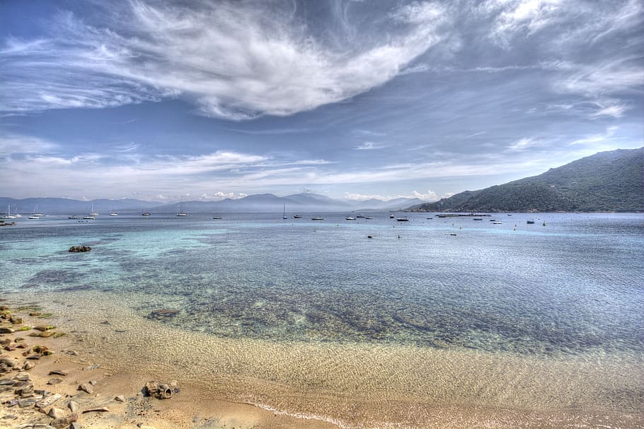 HD wallpaper: beach, corsica, sky, sea, landscape, natural, water ...