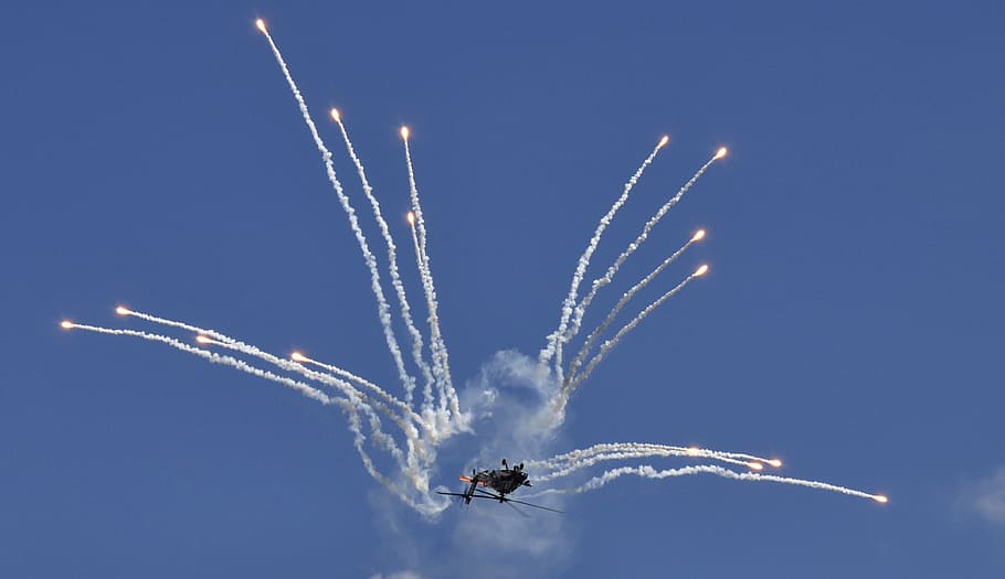 the plane, ah64, apache, shows, airshow, sky, landing, motors HD wallpaper