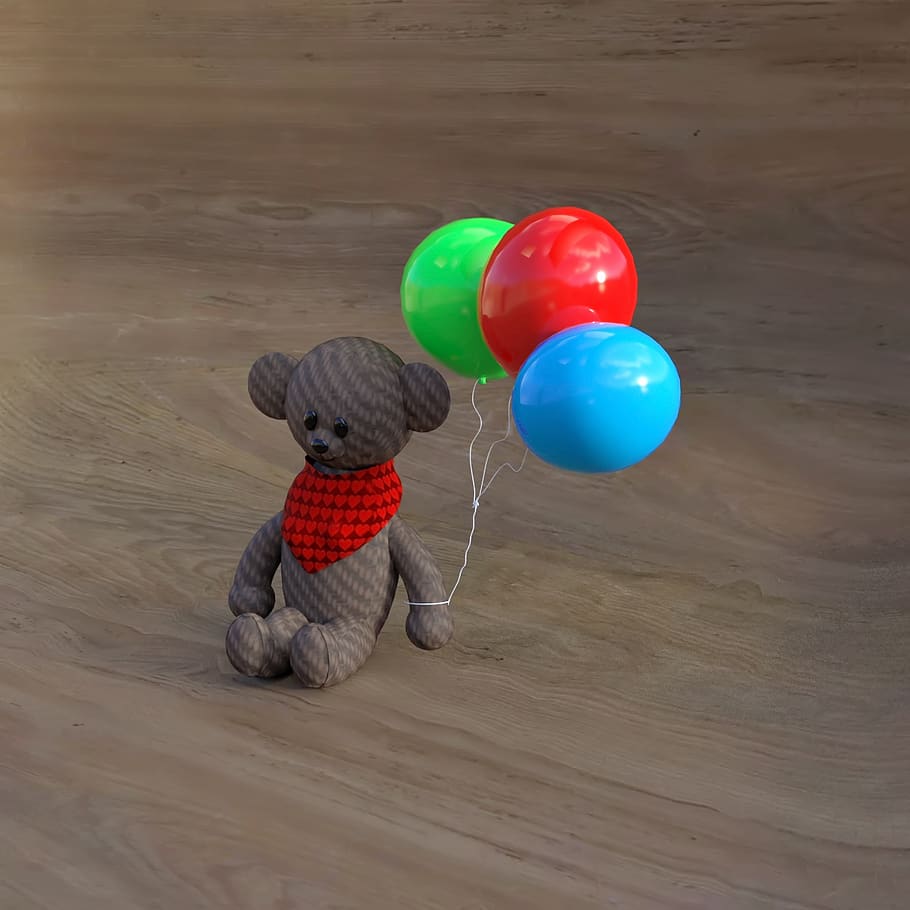 teddy, balloon, teddy bear, multi colored, art and craft, childhood HD wallpaper