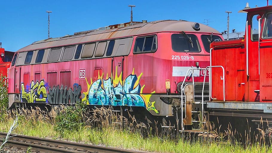train, railway line, transportation, grass, mode of transportation HD wallpaper