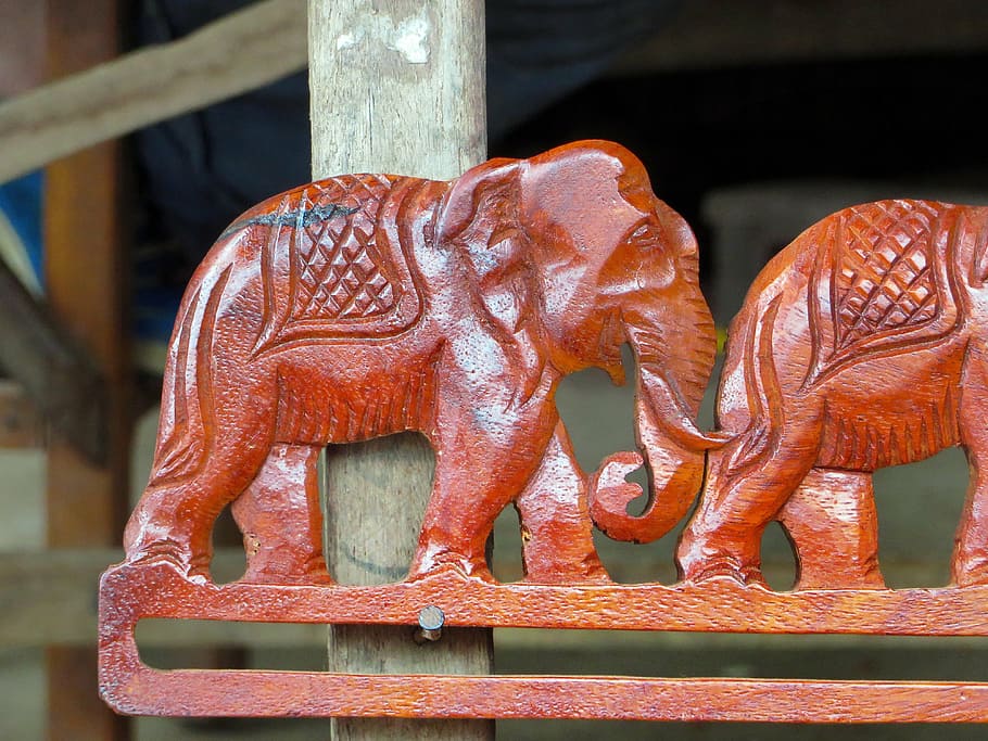 laos, sculpture, elephant, frieze, art, woodcarving, animal representation