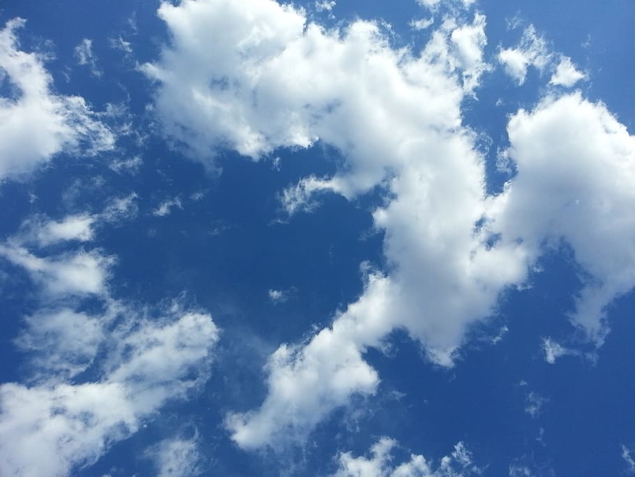 clouds under blue sky, weather, white, air, day, environment HD wallpaper