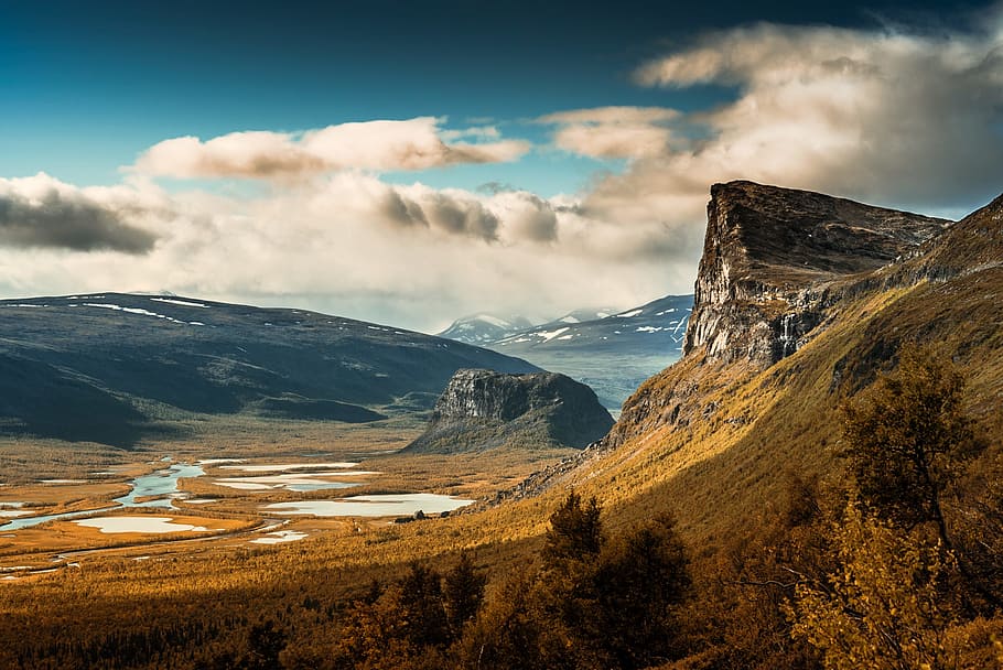 landscape photography of mountain with water, untitled, nature HD wallpaper