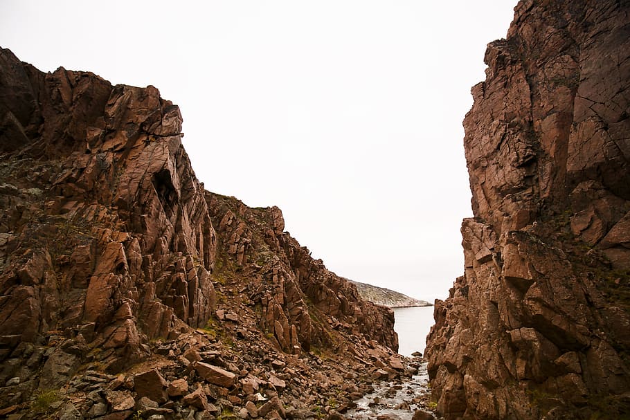 teriberka, murmansk, waterfall, rock, rock - object, solid HD wallpaper