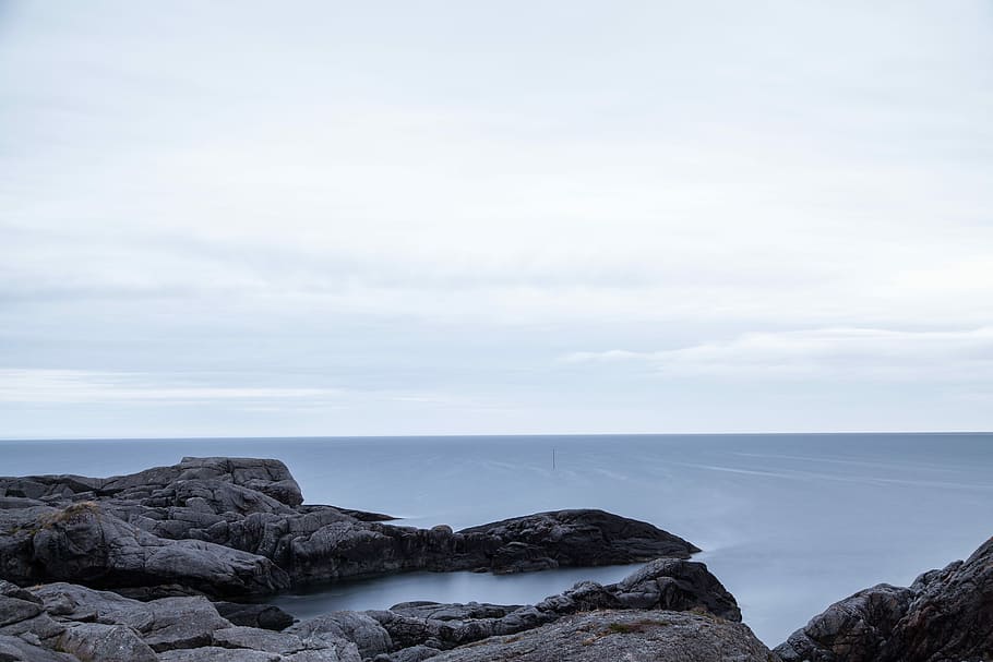 panorama view of gray rock formation during daytime, sea, nature HD wallpaper