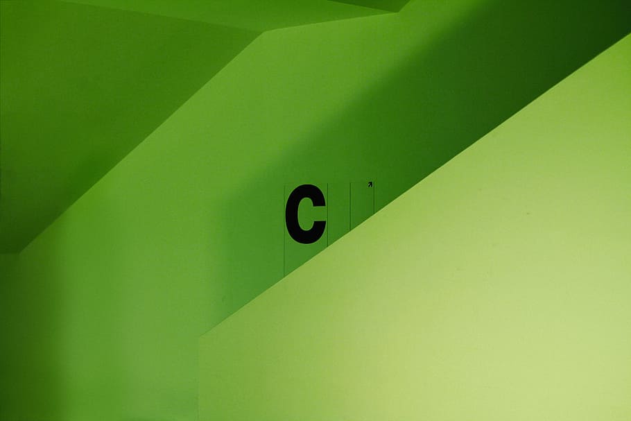 green painted wall, c lettering, architecture, line, typography HD wallpaper