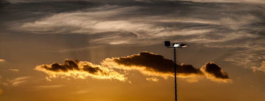 lantern, sunset, light, clouds, street lamp, afterglow, sky HD wallpaper