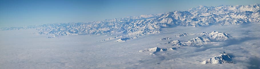 panorama, clouds, mountains, milan, alpine, cold temperature HD wallpaper