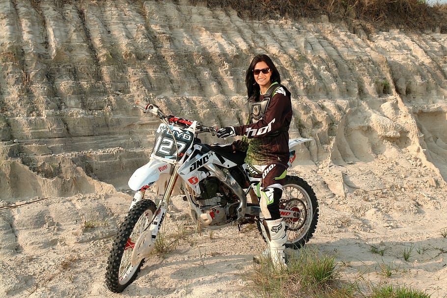 model, latin, motorcycle, nice, smile, joy, latino, women, young HD wallpaper