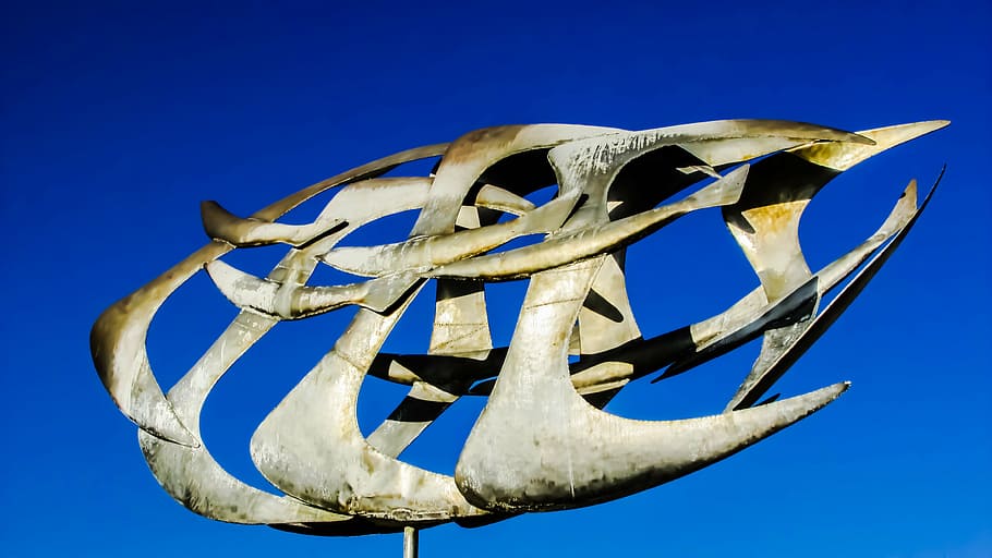 birds, sculpture, synthesis, square, larnaca, cyprus, blue, HD wallpaper