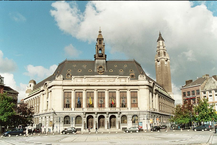 Charleroi city hall in Belgium, building, photo, public domain