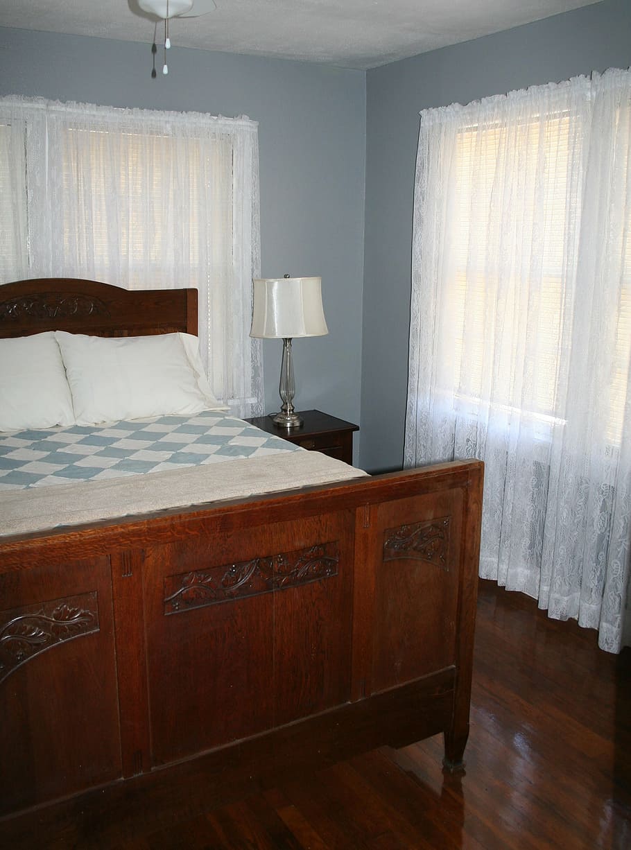 bedroom, home, interior, sleep, bedding, house, bed room, queen bed HD wallpaper