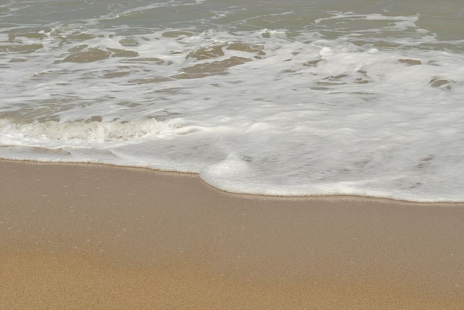 sea, beach, waves, guadeloupe, sand, caribbean, water, land, HD wallpaper