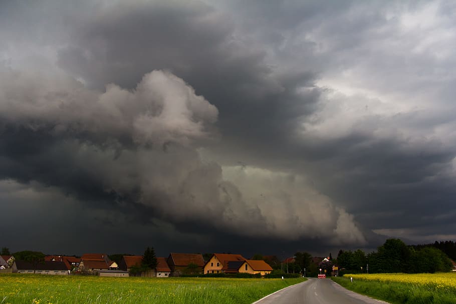 forward, thunderstorm, gust front, sky, weather, summer thunderstorm HD wallpaper
