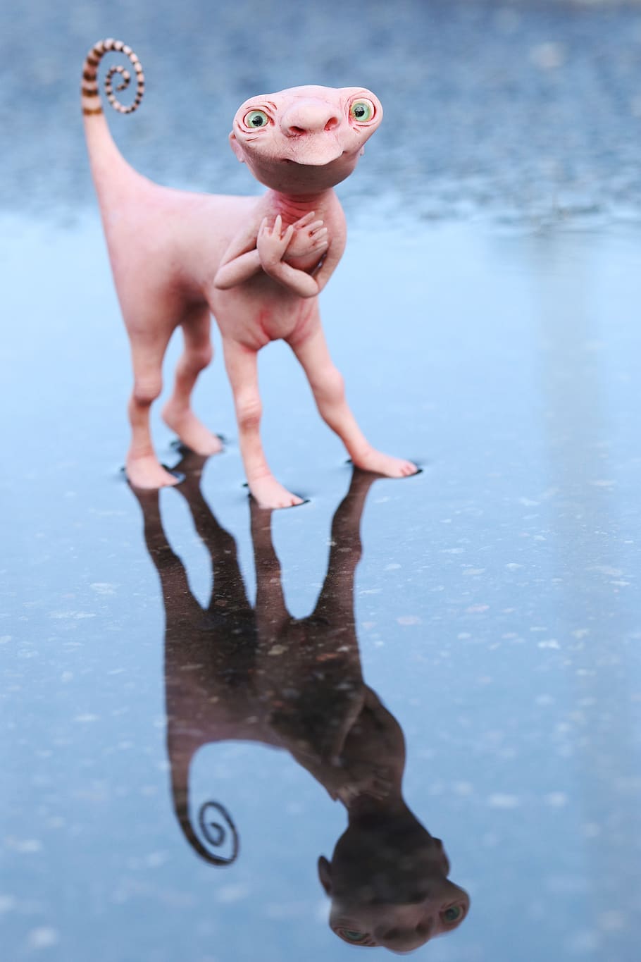 figurine, toy, figure, reflection, small, water, one person HD wallpaper