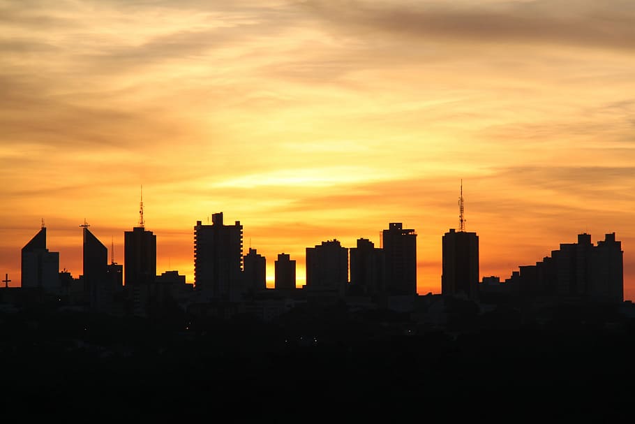 West, Silhouette, Eventide, skyscraper, architecture, city HD wallpaper