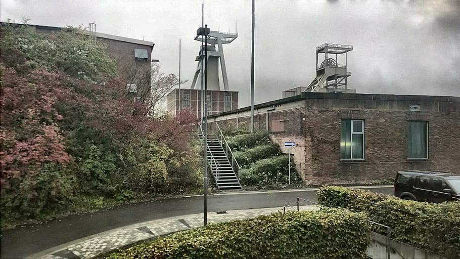 mining, saarland, pit, headframe, building exterior, built structure HD wallpaper