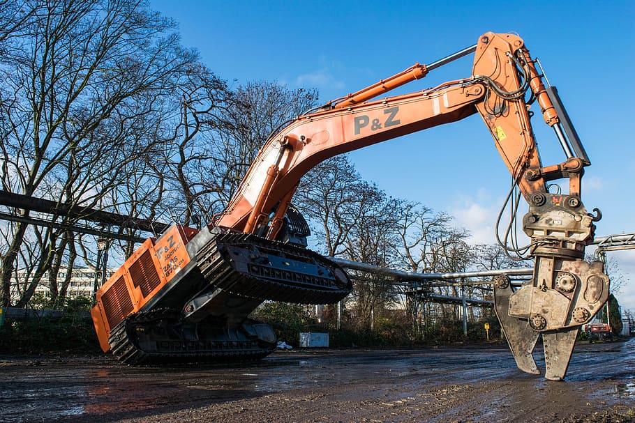 Excavators, Monster, construction machine, demolition, scissors HD wallpaper