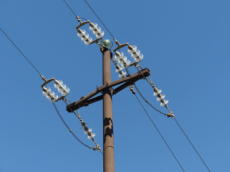 Insulators, Overhead Line, strommast, electrical overhead power line HD wallpaper