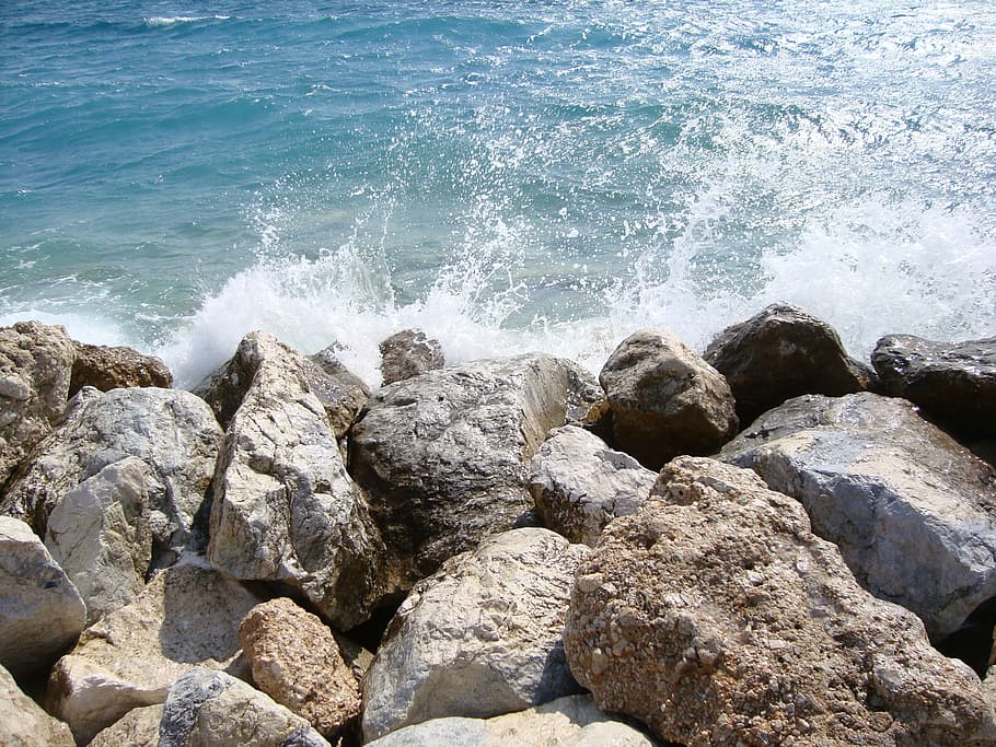 rocks, sea, wave, beach, rocky shore, nature, coastline, rock - Object HD wallpaper
