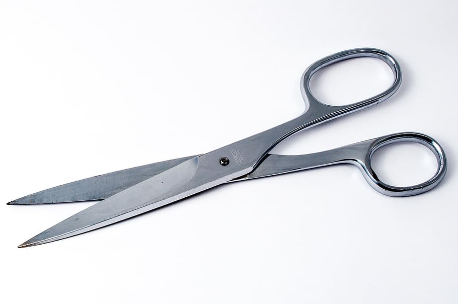 gray metal scissors, cut, office, tool, studio shot, white background HD wallpaper