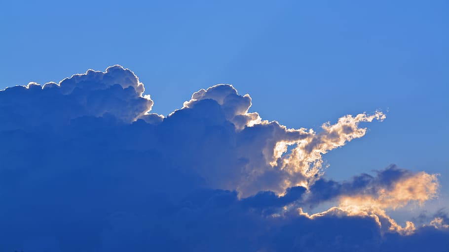 sky, clouds, dark clouds, blue, clouds form, covered sky, evening sky HD wallpaper