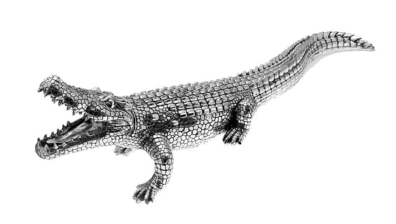 stainless steel aligator, Alligator, Crocodile, Chrome, silver HD wallpaper