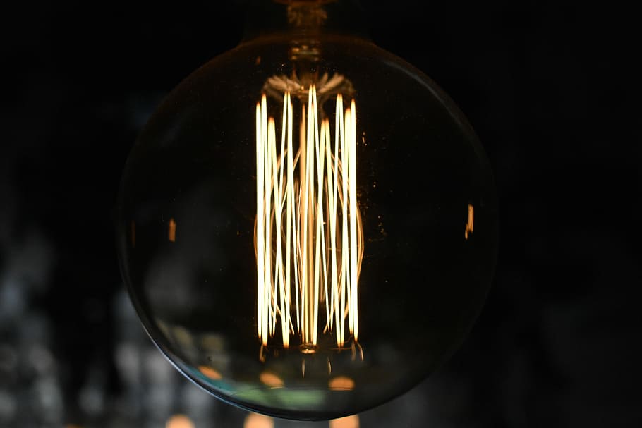Light, clear light bulb closeup photography, dark, black background HD wallpaper