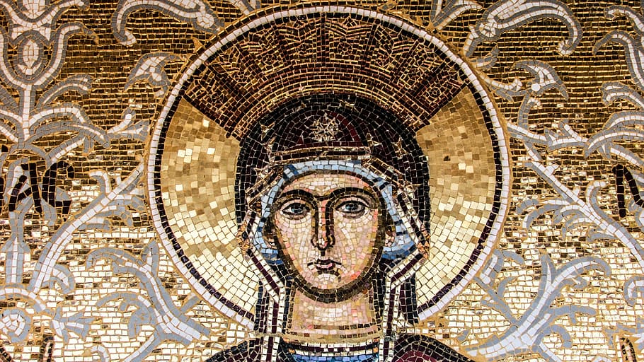 mosaic, ayia napa, virgin mary, cyprus, architecture, the past, HD wallpaper