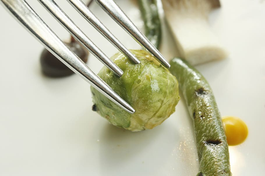 mini cabbage, salad, deco, food, fork, restaurant, dining, cooking HD wallpaper