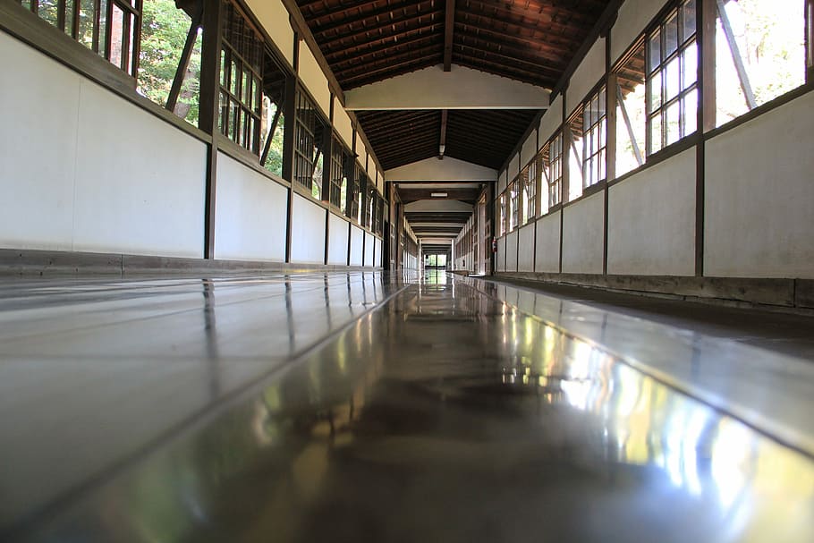 Floor, Reflection, Wood, Architecture, light, reflective, old HD wallpaper