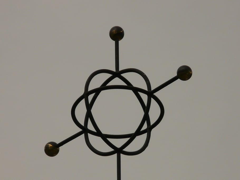 Newton's cradle, Symbol, Metal, Characters, Atom, atom model HD wallpaper