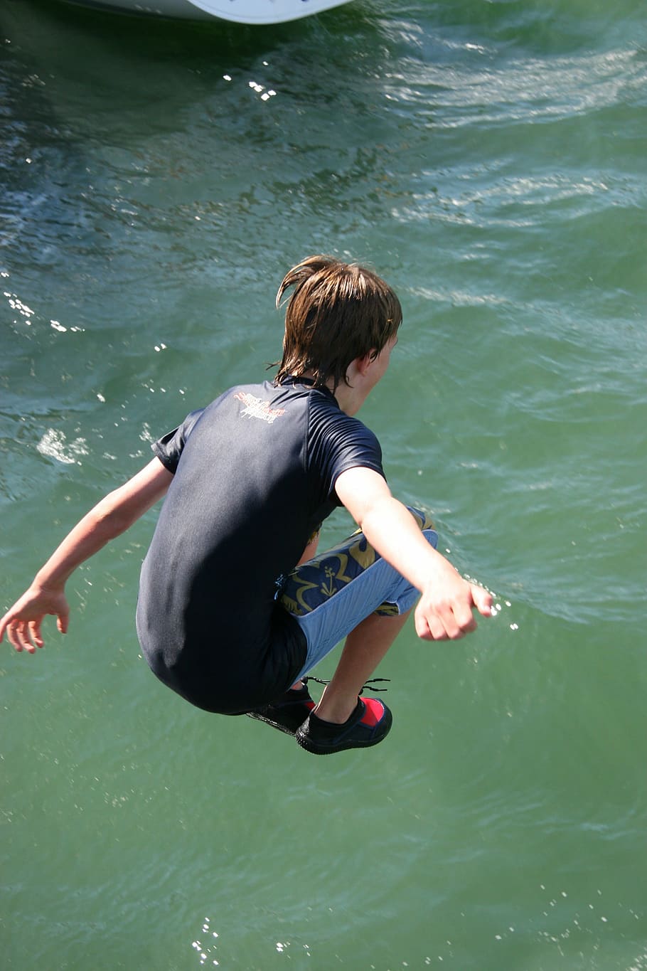 water, jumping, splash, fun, swimming, one person, real people HD wallpaper