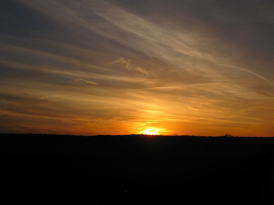 Twilight, Setting Sun, sky spectacle, sunset, clouds, mood HD wallpaper