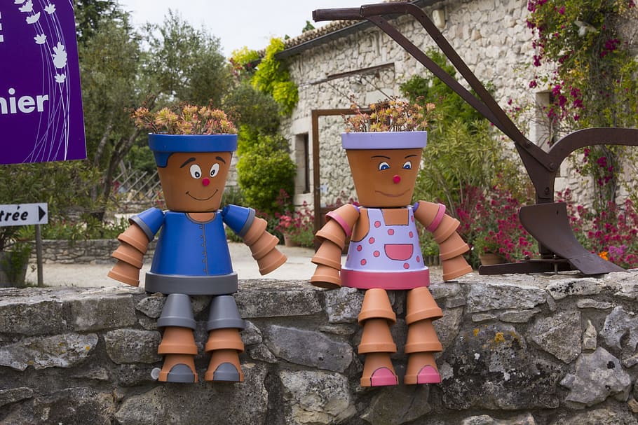 Figures, Pots, Ceramic, Cute, clay figure, garden, cultures HD wallpaper