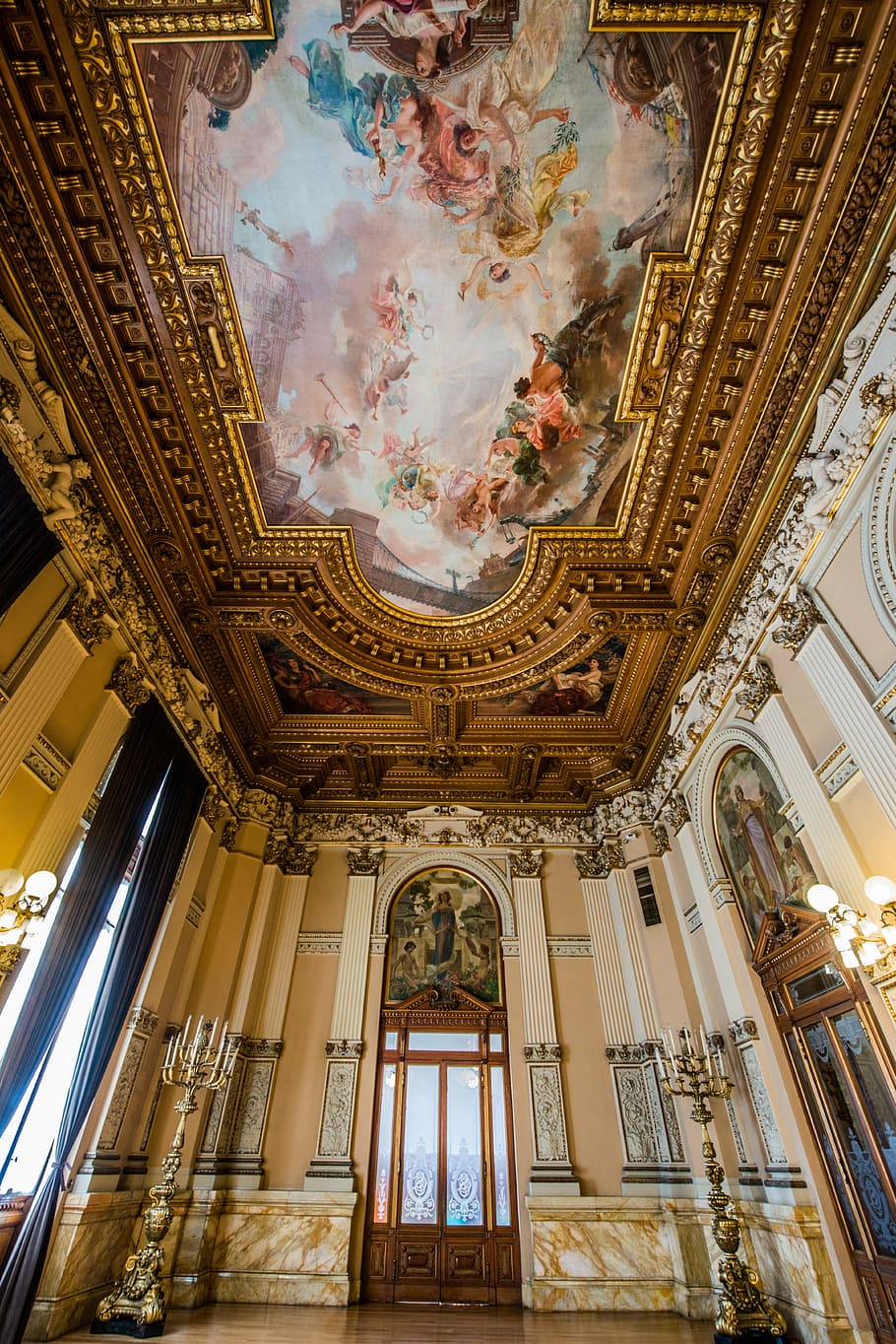 architecture, building, ceiling, indoors, interior design, painting HD wallpaper