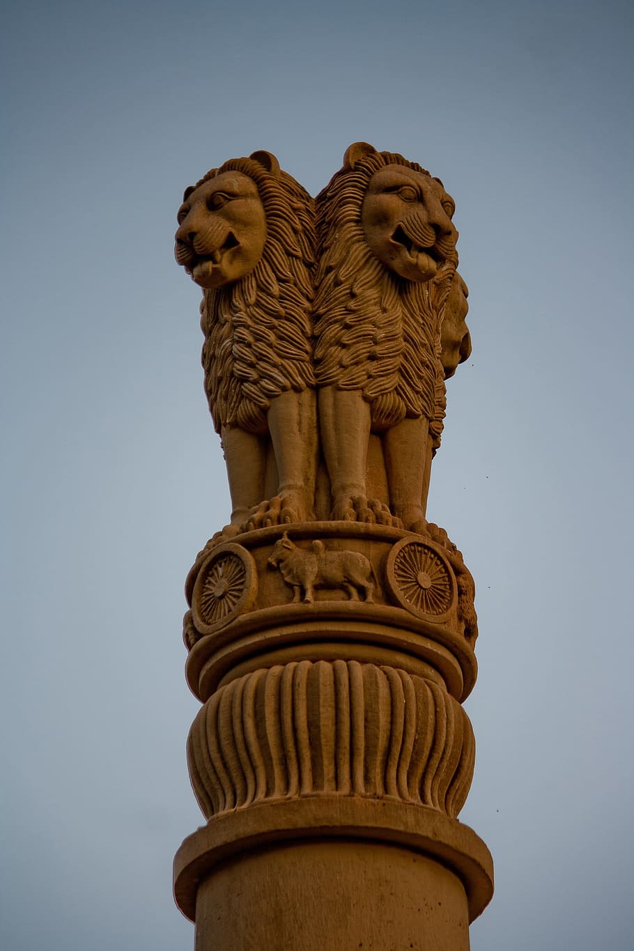 Lions, Statue, Column, India, Emblem, architecture, landmark HD wallpaper