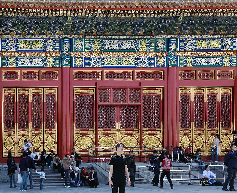 pekin, beijing, forbidden city, door, china, architecture, famous Place, HD wallpaper