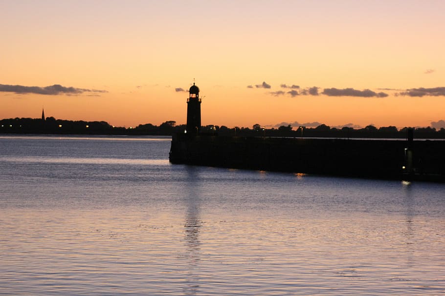 bremerhaven, lighthouse, sunset, water, building exterior, built structure HD wallpaper