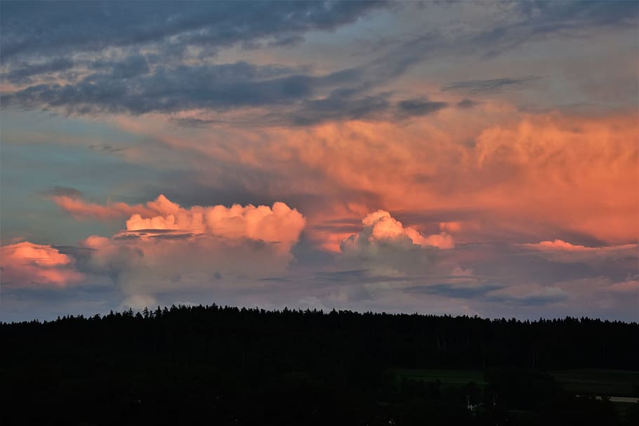 mood, sky, clouds, afterglow, landscape, sunset, clouds form HD wallpaper