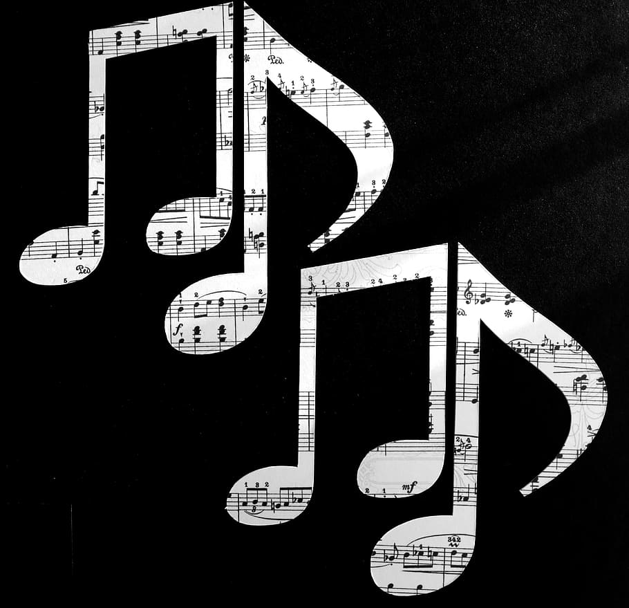musical notes digital wallpaper, Sheet Music, Contour, Outlines