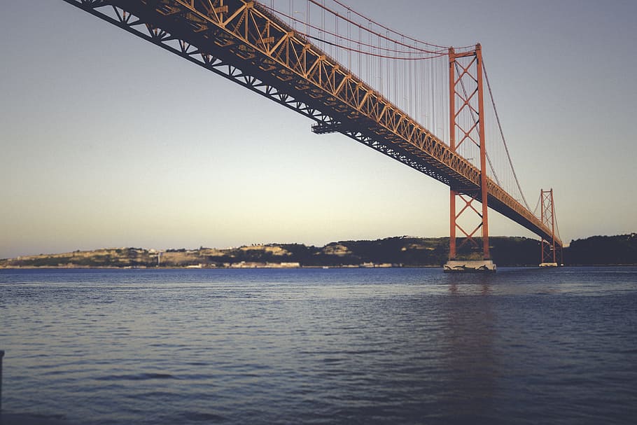 architecture, bridge, river, suspension bridge, water, bridge - man made structure HD wallpaper
