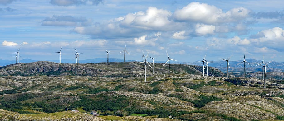 windmill, power, mountain, the nature of the, views, landscape HD wallpaper