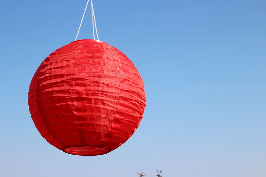 lantern, red, ball, color, sky, blue, asia, map, decoration HD wallpaper