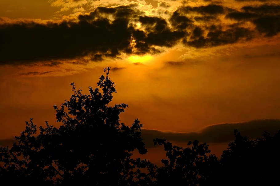 sunset, abendstimmung, sky, evening sky, twilight, dusk, sunlight HD wallpaper