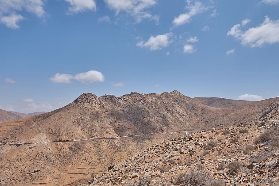 karg, sky, hill, landscape, stones, kahl, tenerife, desert HD wallpaper