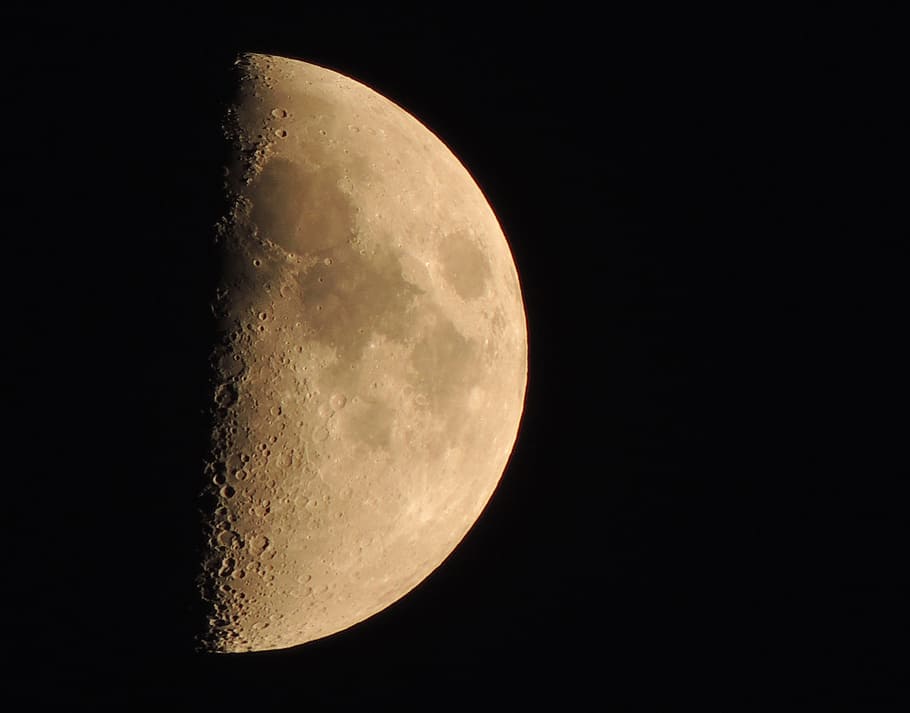 half moon, lunar, space, bright, astronomy, moonlight, surface HD wallpaper