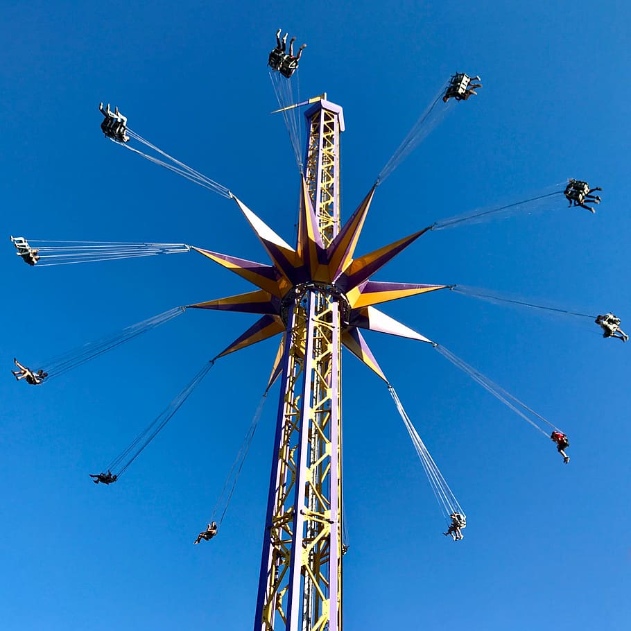 person amusement park rides taken at daytime, amusement park ride HD wallpaper