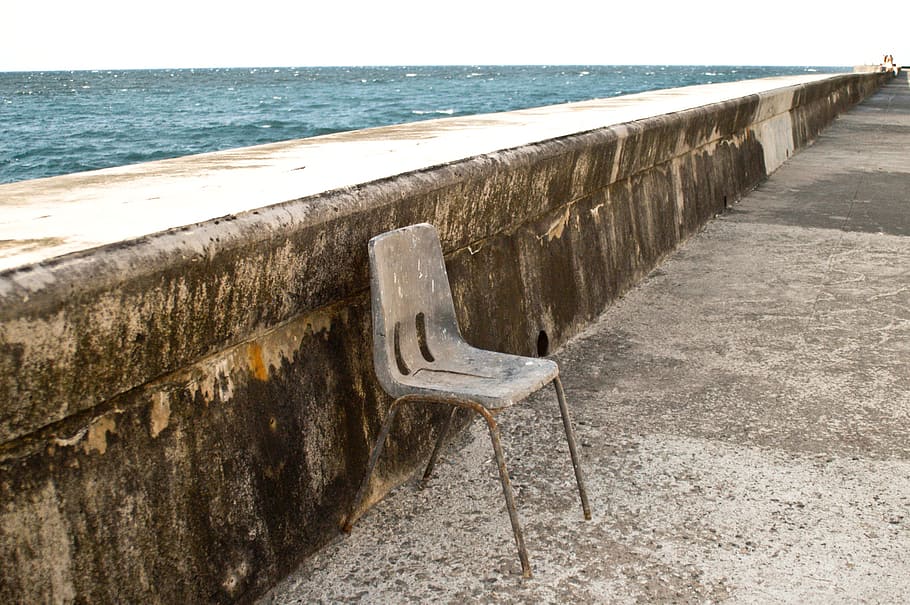 perspective, malecon, chair, soledad, old, time, cracks, historical HD wallpaper