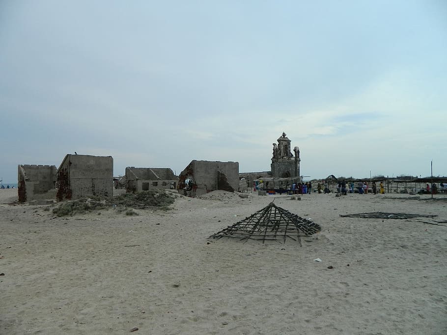 ruined city, dhanushkodi, cyclone, ghost town, architecture, HD wallpaper